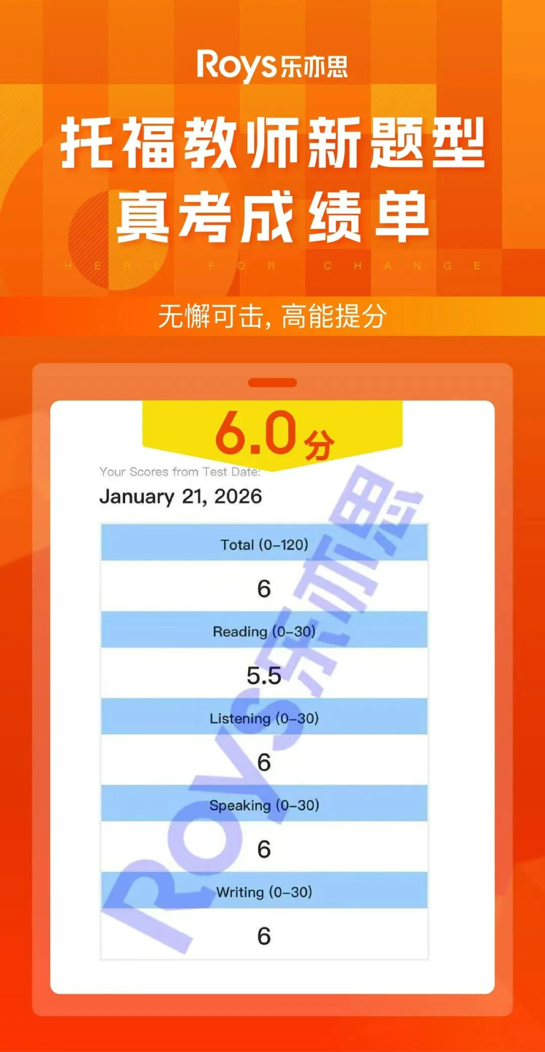 樂亦思托福首位新題型6分滿分老師誕生啦!